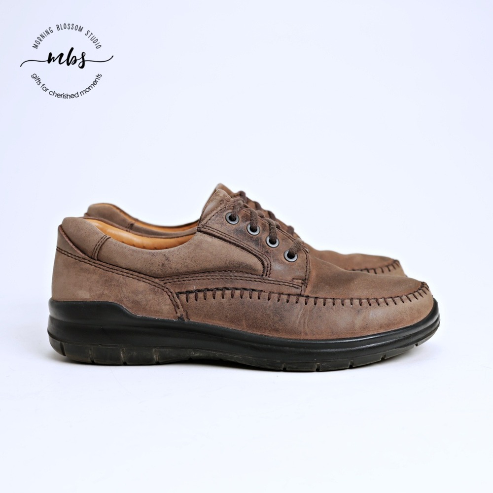 ECCO Fusion Round Smart Casual Leather Lace-Up Oxford Brown Men EU 41